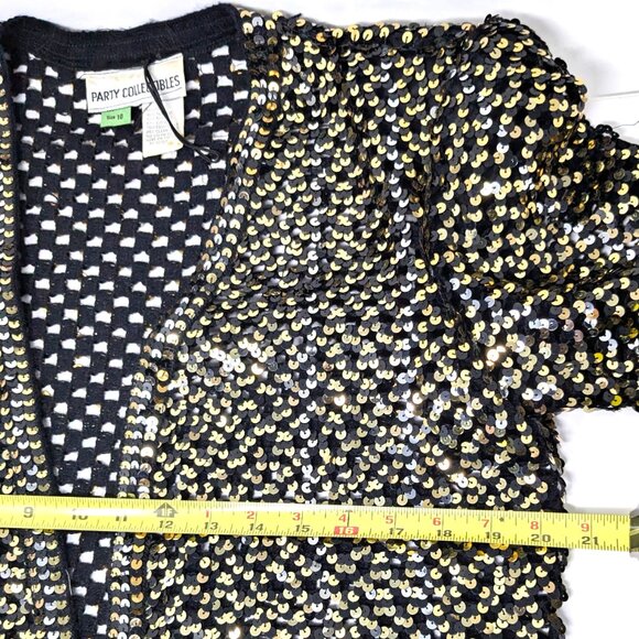 70s Sequin Crochet Cardigan Party Collectibles Size 10 Gold Silver Disco - Picture 13 of 16